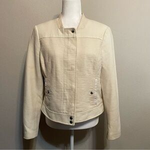 Banana Republic Cream Color Long Sleeve Moto Jacket Size 10